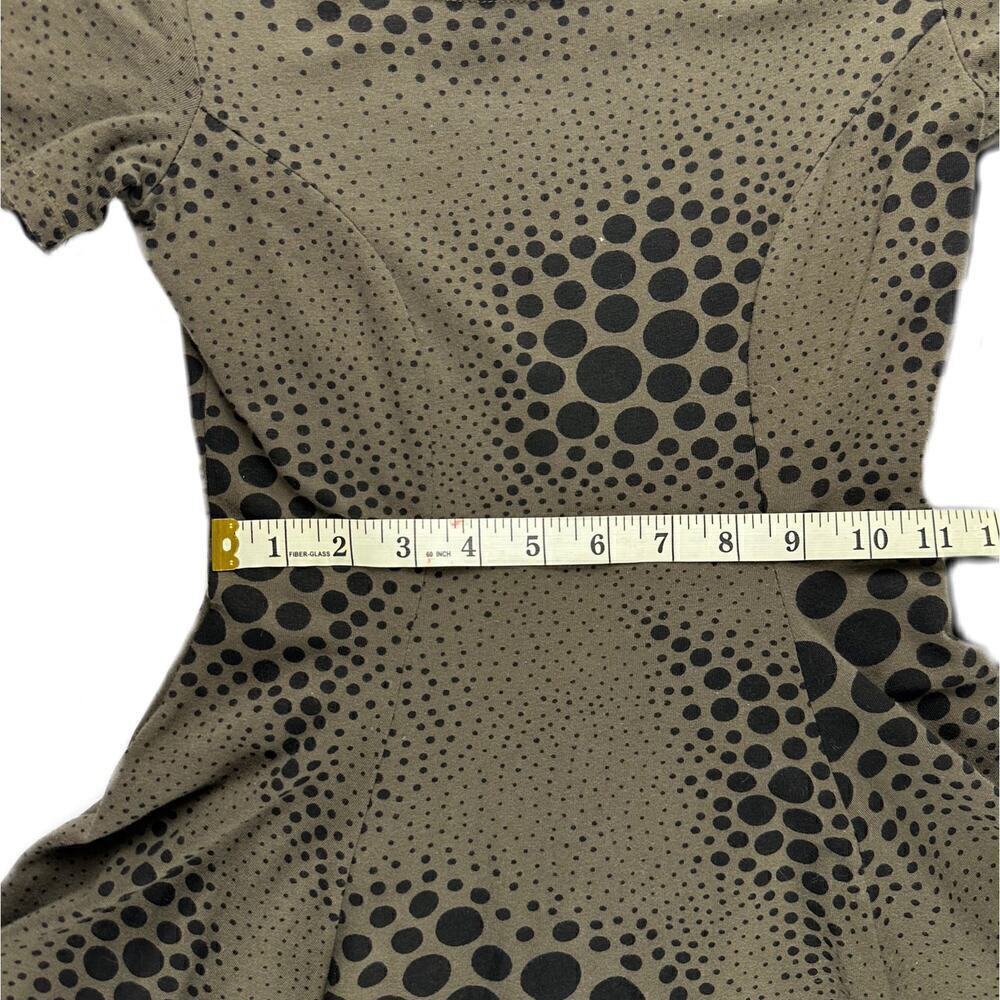 EUC Rare Nooworks Olive Green Polka Dot Short Sleeve Mini Dress Women’s Sz Small - Picture 5 of 8